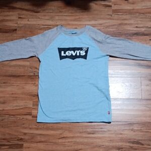 Levi's Kids Light Blue and Gray Long Sleeve Tee